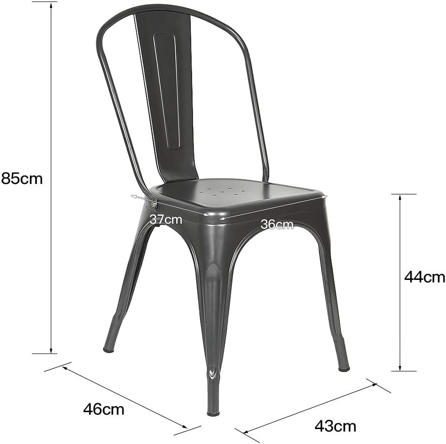YJIIJY 4er Set Metall Esszimmerstuhl Stapelbarer Stuhl im Industriestil für Bar/Kaffee/Restaurant (g