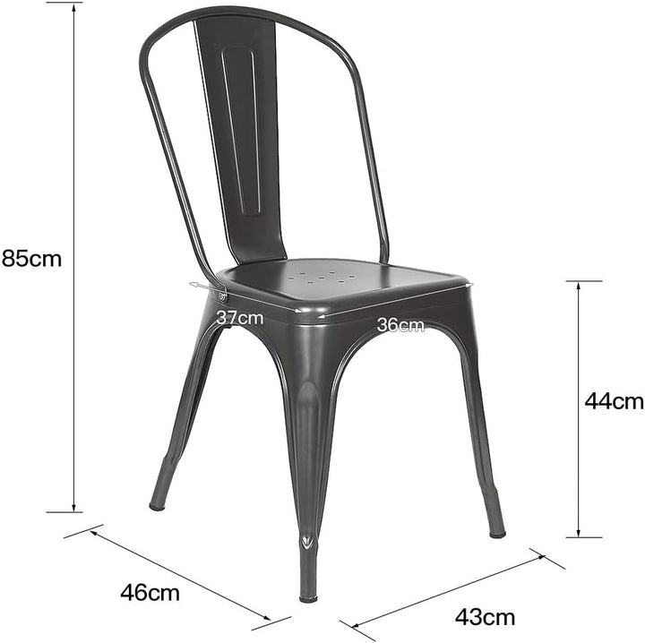 YJIIJY 4er Set Metall Esszimmerstuhl Stapelbarer Stuhl im Industriestil für Bar/Kaffee/Restaurant (g