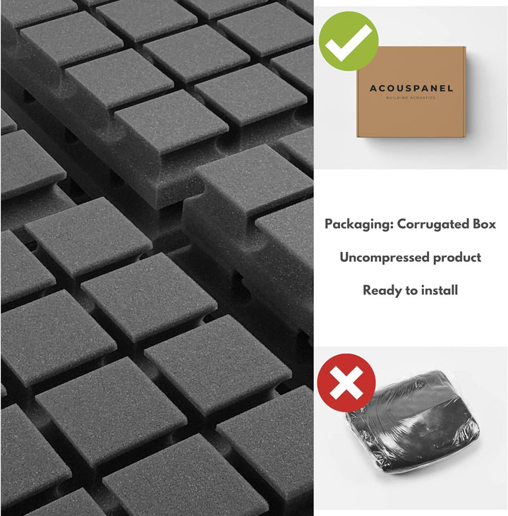 AcousPanel Akustikschaumstoff 12 Stücke Schaumstoffplatten 30x30x5cm Anthrazitgrau.