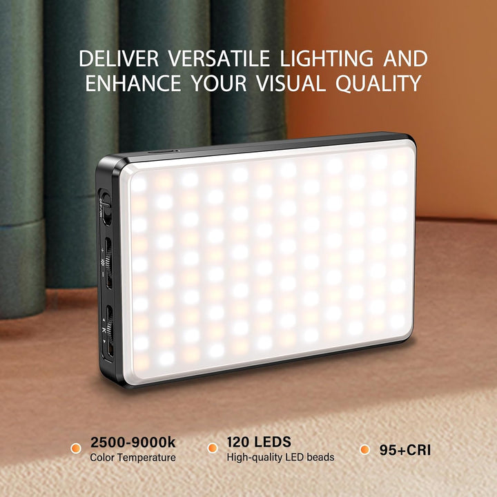 Selfie Licht Handy 120 LED, 2500-9000K Dimmbare Lichmodi Handylicht, 3000mAh Kamera Licht mit Stativ