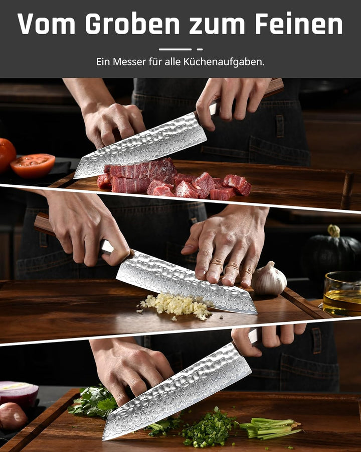 YOTSUBA Damastmesser Kochmesser, Profi Küchenmesser Messer Klingenlänge 20 cm Chefmesser Allzweckmes