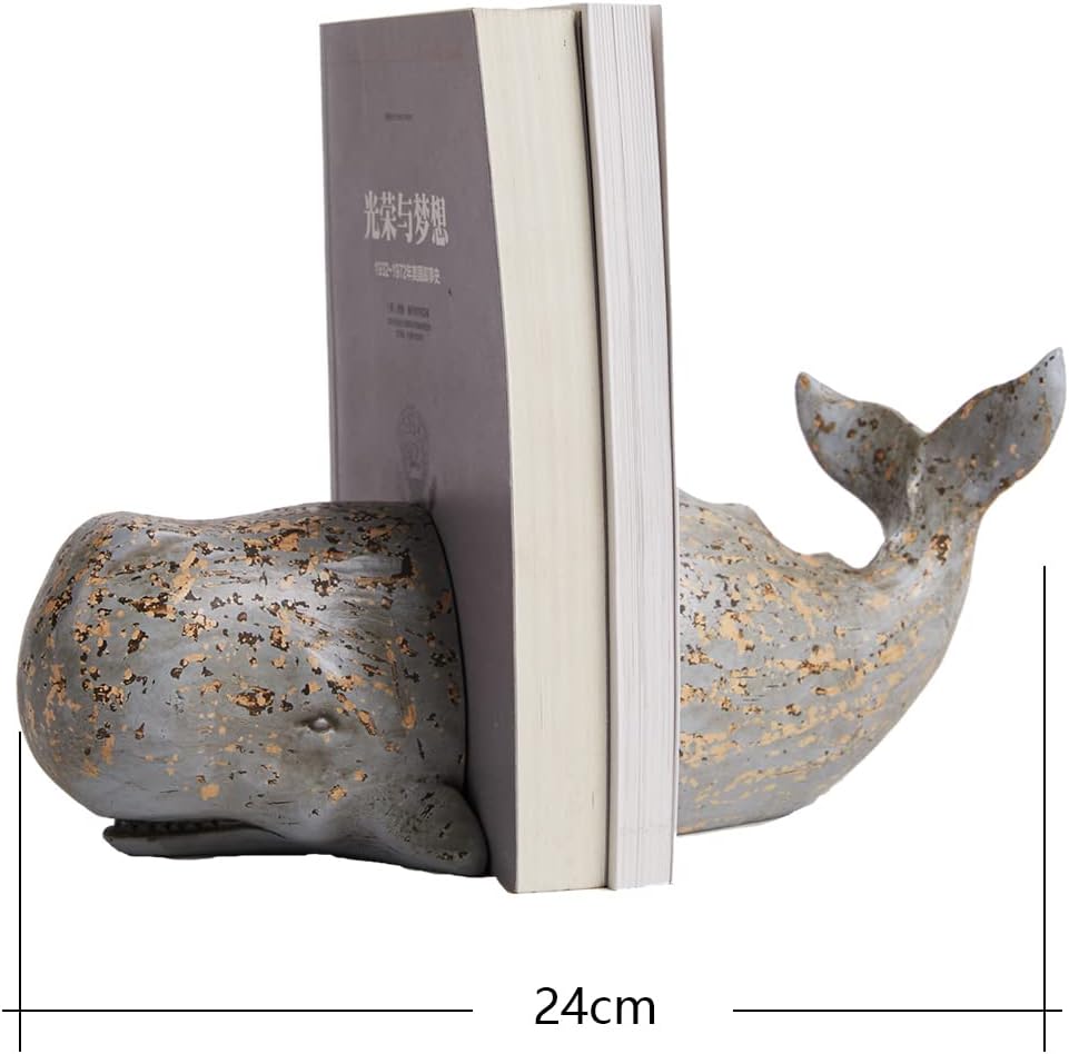 HAUCOZE Delphin Buchstützen Modern Skulpturen Arts Ozean Dekor Geschenk Polyresin 24cm