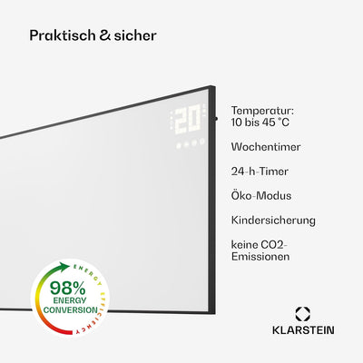 Klarstein Infrarotheizung mit Thermostat, 770W Elektroheizung, Smart Home Bild-Infrarotheizung zur W