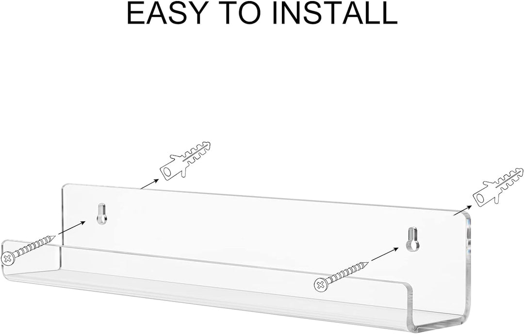 Ecoseao Schweberegal aus Acryl, transparent, zur Wandmontage, 4 Stück, unsichtbares Display-Regal, O