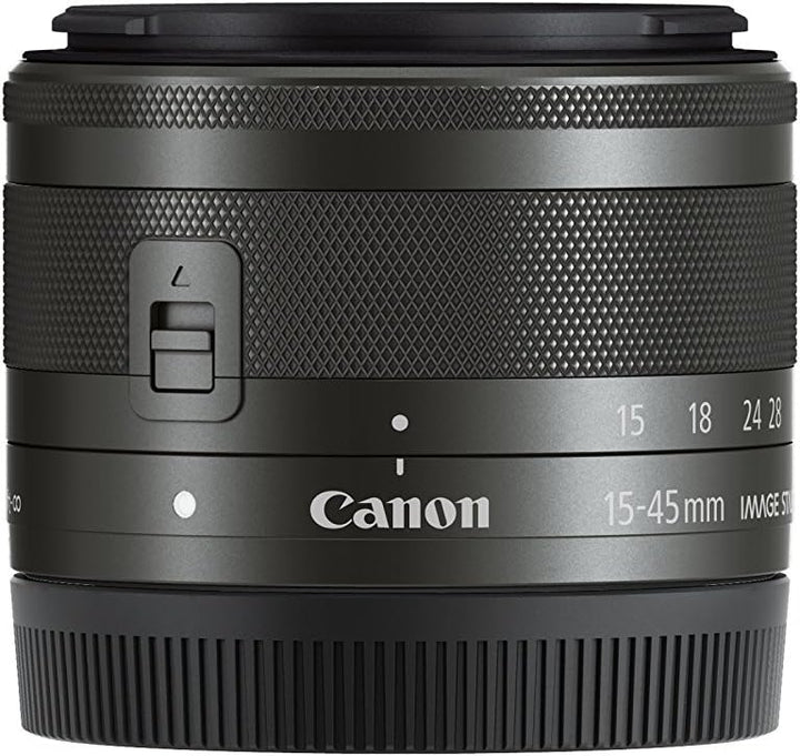 Canon EF-M 15-45mm F3.5-6.3 IS STM Objektiv (49mm Filtergewinde) schwarz grau Single, grau Single