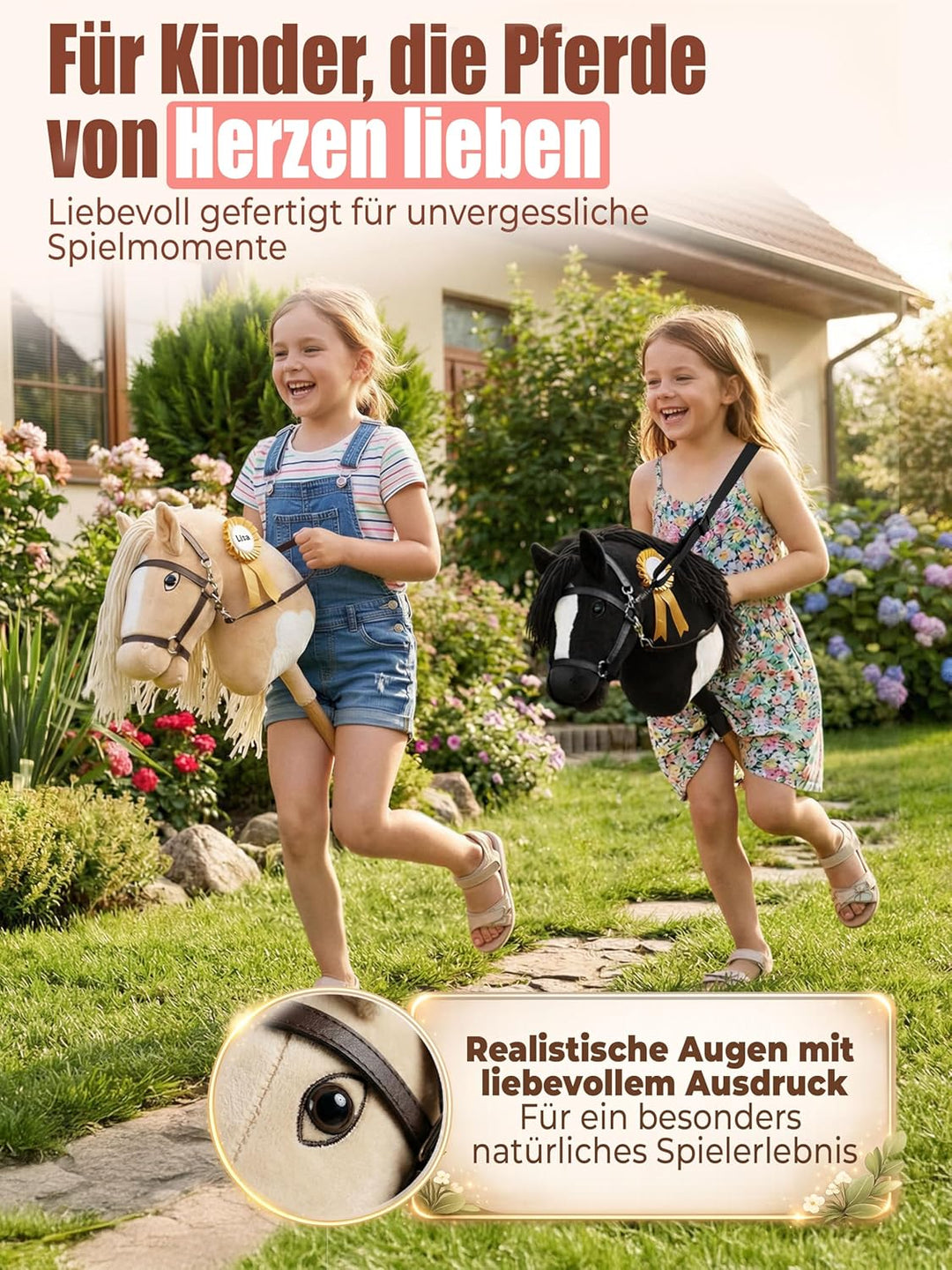 Hobby Horse Steckenpferd – Handgefertigtes Stockpferd für Kinder 4–12Jahre - Realistisches Hobby Hor