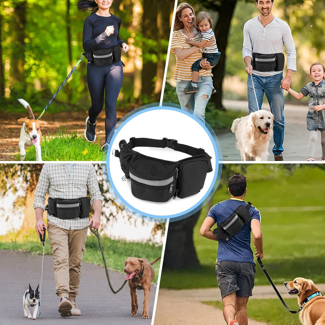 Leckerlibeutel Hundetraining, Robuste Bauchtasche mit Kotbeutelspender, Flaschenhalter, Reflektor &