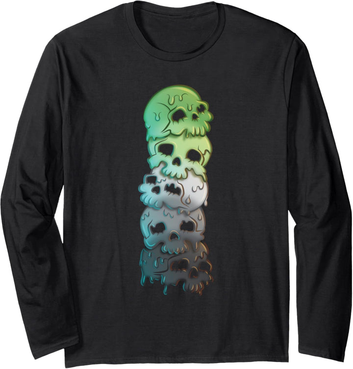 Aro Pride-Flagge Gothik-Schädel Aromantic Langarmshirt
