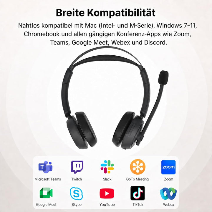 NEARITY EP320 Wireless Headset mit Mikro für Arbeit, Bluetooth-Headset mit Geräuschunterdrückung, US