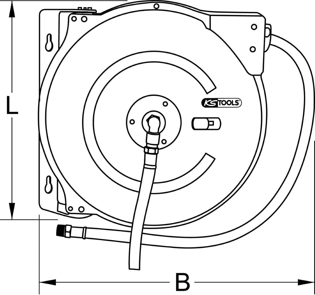 KS Tools 515.3445 Automatischer Druckluftschlauch-Aufroller, Ø 13mm x 15m
