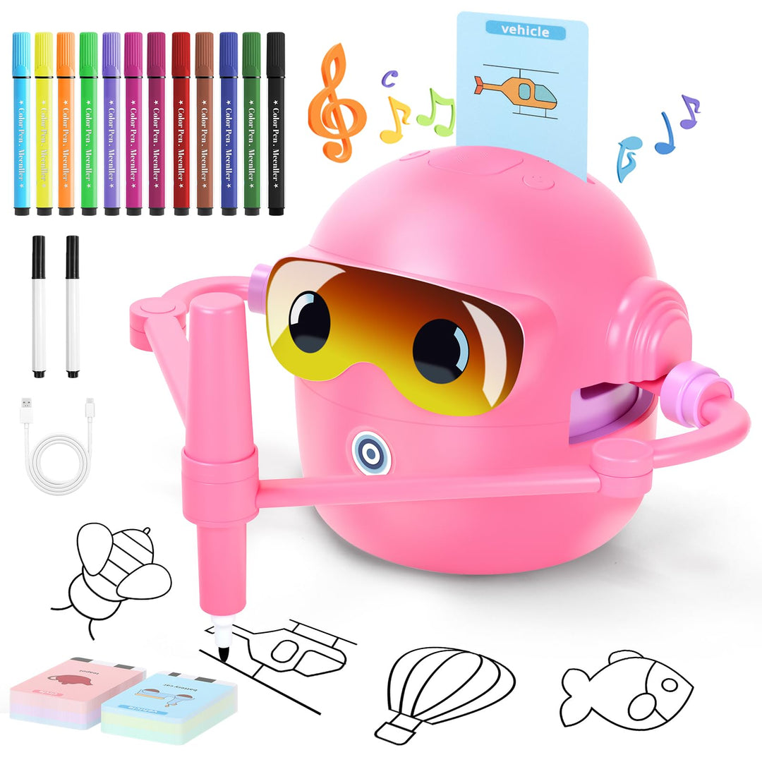 Charmofun Malroboter für Kinder, Zeichenroboter Kinder mit Stift &amp; 100 Karten, Drawing Robot zur Frü