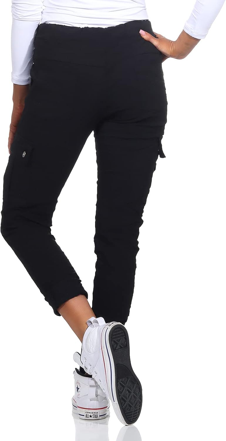 MATY FASHION Damen Hose Stretch Sweatpants aus Baumwolle Jogginghose Denim für Freizeit Boyfriend Ba