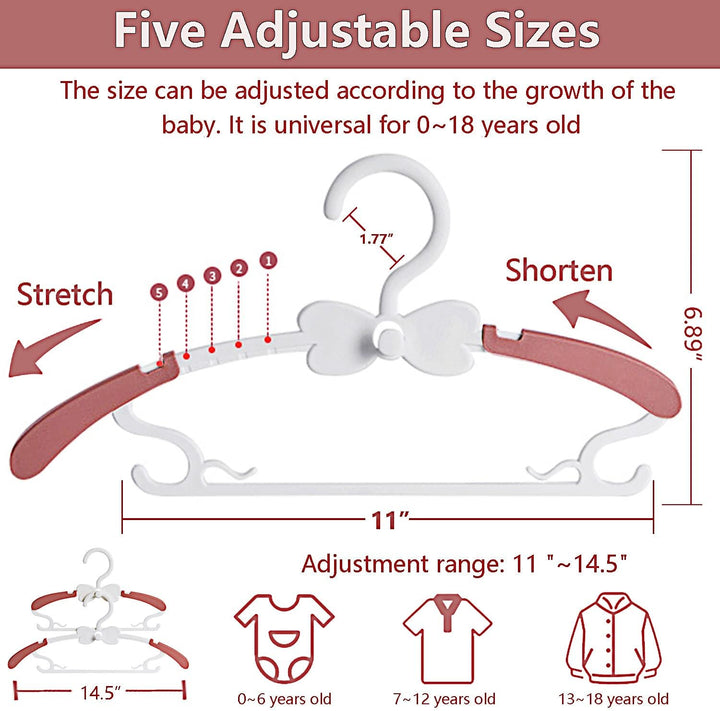 Kleiderbügel Kinder，29-37CM Mitwachsende Kinderkleiderbügel 20 Stück Stapelbare Baby Kleiderbügel mi