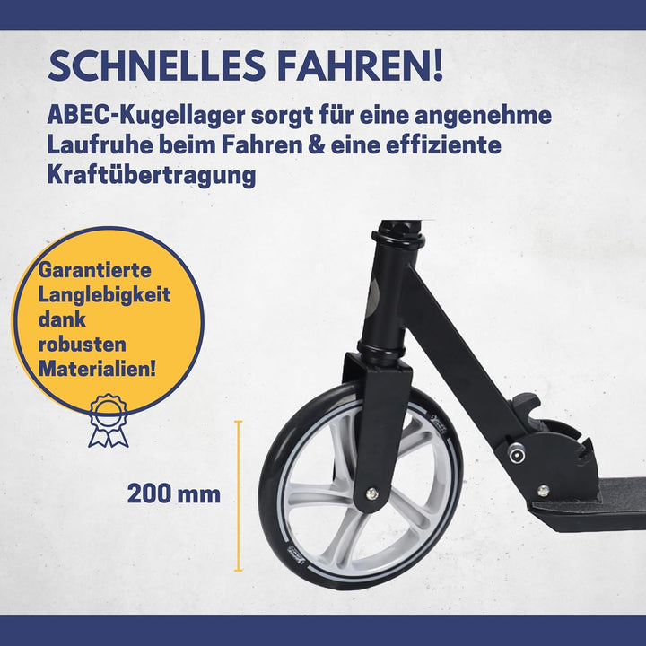 Best Sporting Scooter Kinder I klappbarer Tretroller mit Ständer I schwarz - orange I City Roller Ki