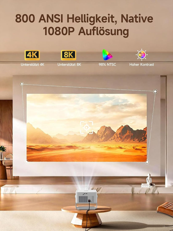 【Android 14 & 800 ANSI】 Magcubic Mini Beamer 4K 8K Unterstützt, Smart Projektor Native 1080P mit WiF