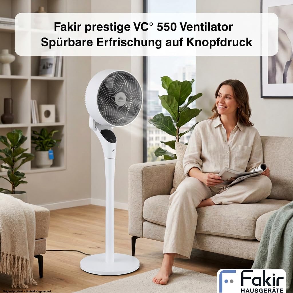 Fakir prestige VC° 550 2in1 Standventilator – leiser DC-Motor, 12 Stufen, Weiss, Weiss