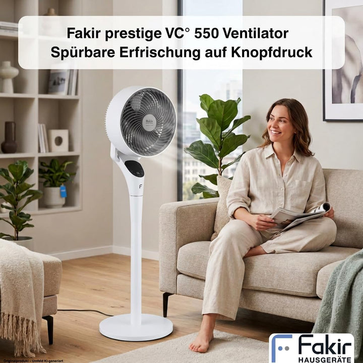 Fakir prestige VC° 550 2in1 Standventilator – leiser DC-Motor, 12 Stufen, Weiss, Weiss