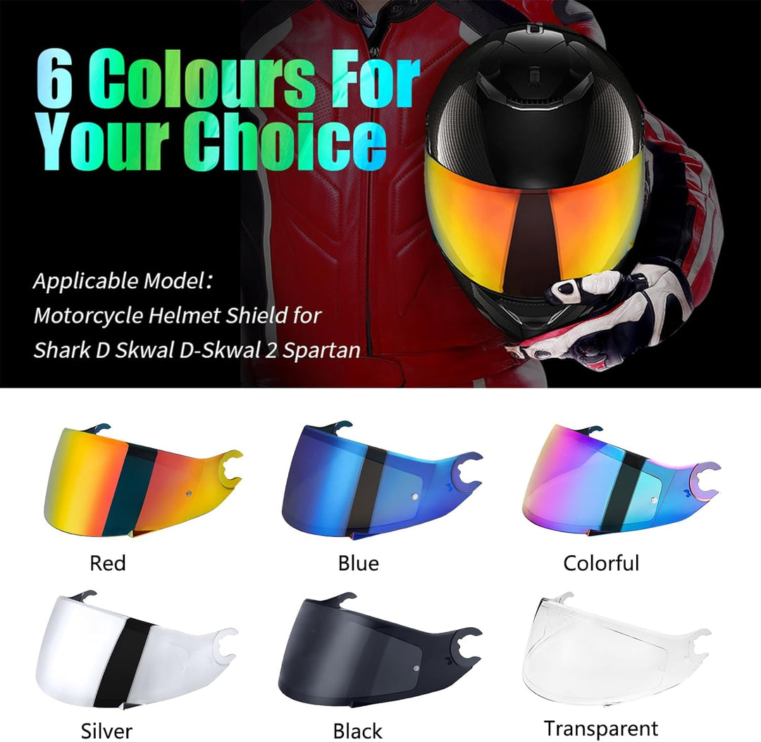 Motorradhelm Visier für Shark D Skwal D-Skwal 2 Spartan Carbon,Helmvisier Motorrad Windschutz Helm O