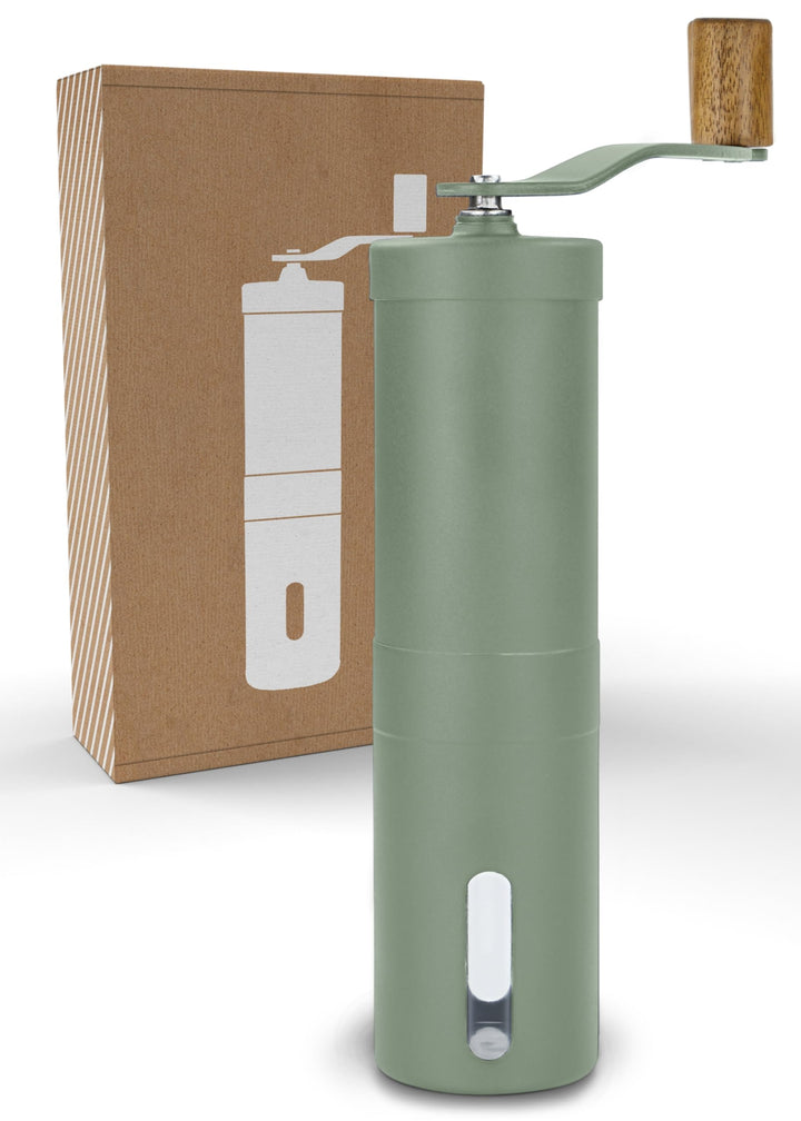 LAMBDA COFFEE® TERRA Kaffeemühle manuell aus Edelstahl und stufenlosem Keramikmahlwerk I Espressomüh