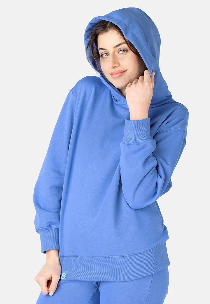 Bellivalini Kapuzenpullover lang Damen Hoodie Sportanzug Oberteil Jogging Pullover BLV210 XS Blau, X