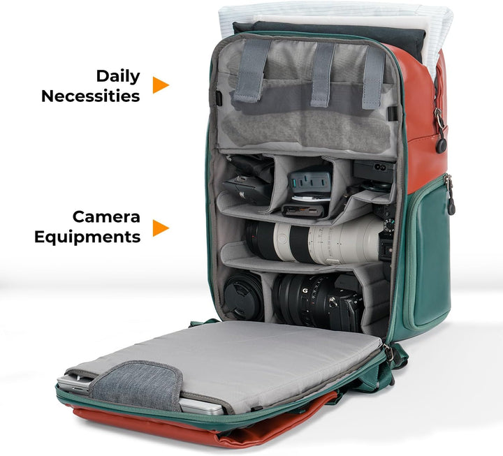 K&F CONCEPT Kamerarucksäcke 20L, Grosse Camera Backpack 15,6 Zoll Laptopfach, Spritzwassergeschutzt