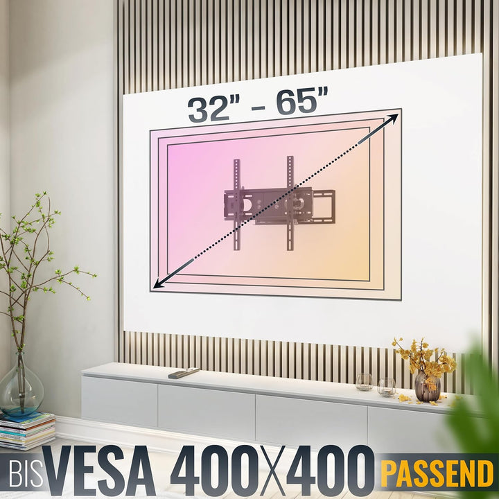 RICOO TV Wandhalterung Fernseher Schwenkbar Neigbar für 32-65 Zoll, Universal TV Halterung R28, Fern