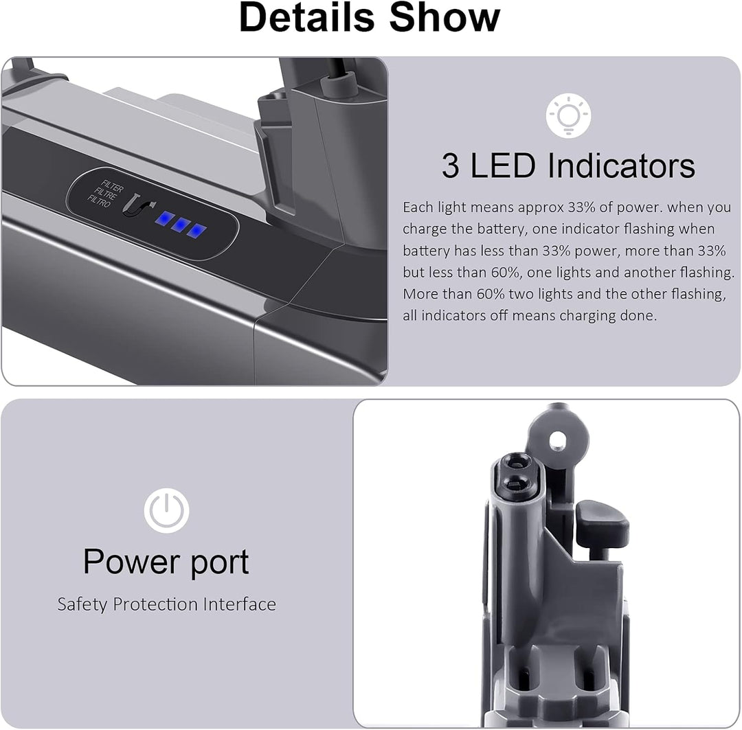 LabTEC 25,2 V 3800 mAh Akku-Ersatz für Dyson V10, Lithium-Akku für Dyson V10 Animal V10 Absolute V10
