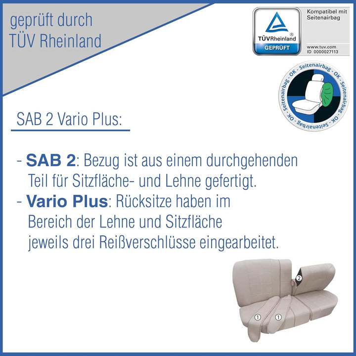 PETEX Auto Sitzbezüge Universal Komplett Set 15-teilig - Fashion grau, Eco Class mit SAB 2 Vario Plu
