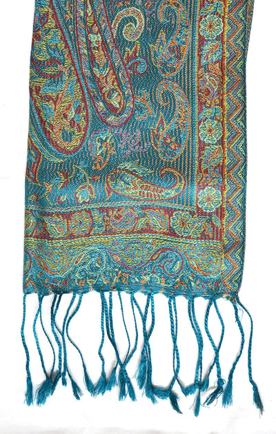 ufash Pashmina 100% Seidenschal aus Indien für Damen & Herren, Paisley Muster, 160 x 35 cm - Schal a