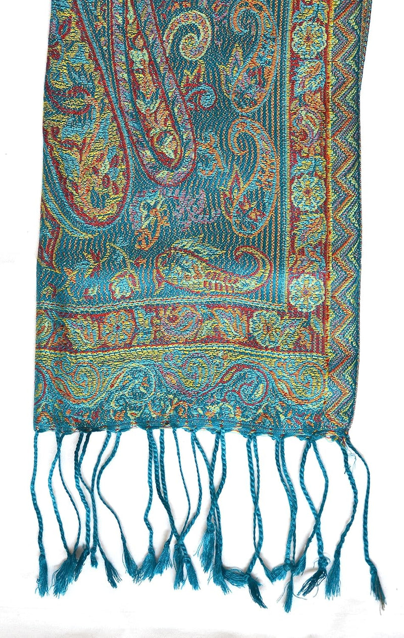 ufash Pashmina 100% Seidenschal aus Indien für Damen & Herren, Paisley Muster, 160 x 35 cm - Schal a