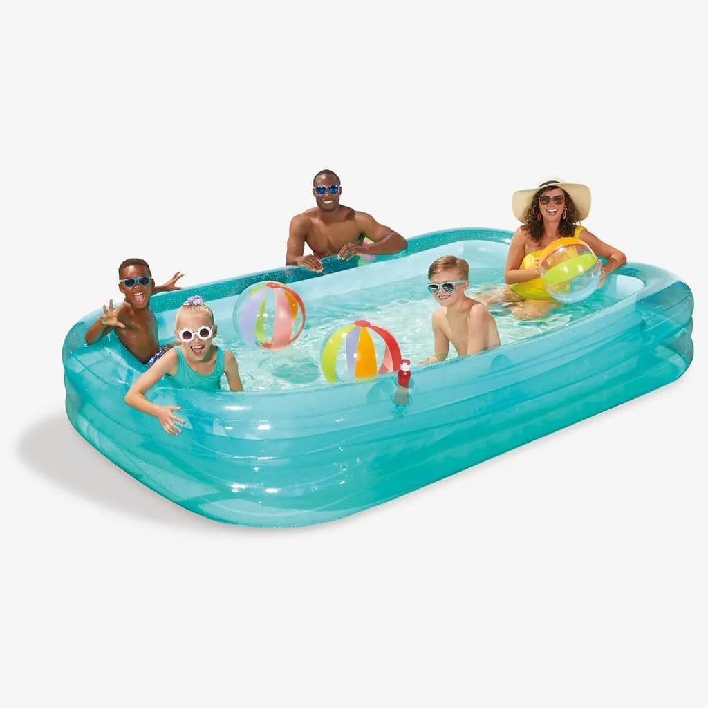 Funsicle AquaSplash 3.0 m Family Aufblasbarer Pool - 3-st�ckiger rechteckiger Swimmingpool mit trans