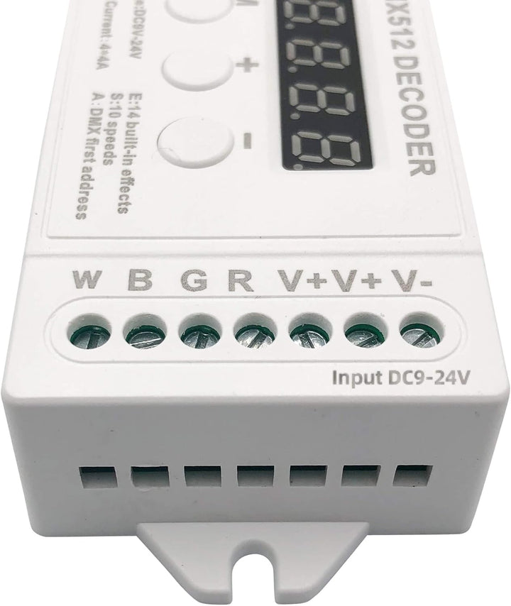 GIDEALED 4 Kanal DMX Decoder,RGBW DMX512 Decoder mit Digitalanzeige,Mini DMX512 Dimmertreiber PWM 16