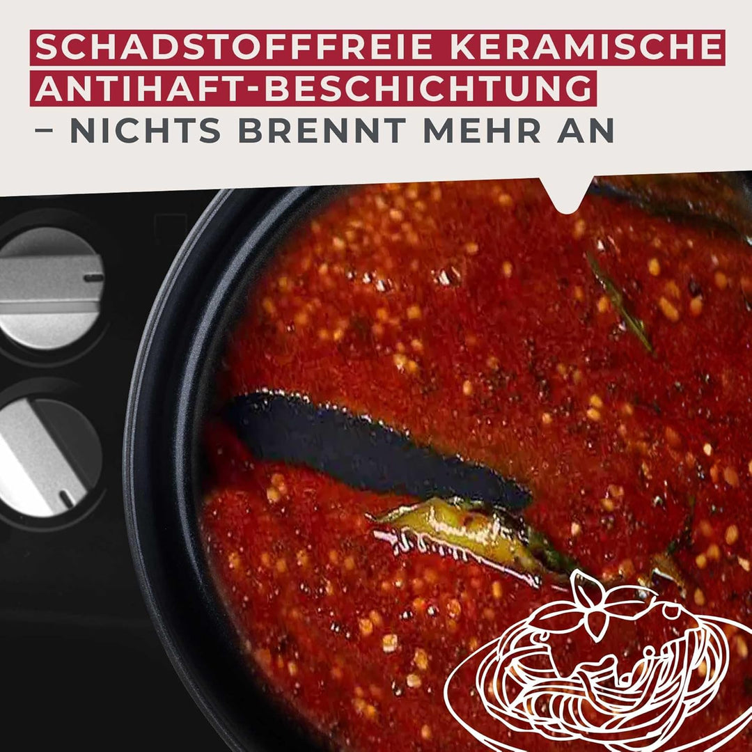 Fackelmann Kochtopf 16cm mit Stiel Statement – Topf mit keramischer Beschichtung – Recyceltes Alumin
