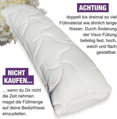Traumreiter Seitenschläferkissen mit Bezug Baumwolle Altrosa,Extra breit & Memory Foam, Visco Dream