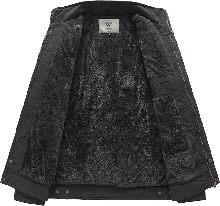 WenVen Herren Klassisch übergangsjacke Winter Warme Jacke Lässige Outdoor Winddichter Mäntel Verdick
