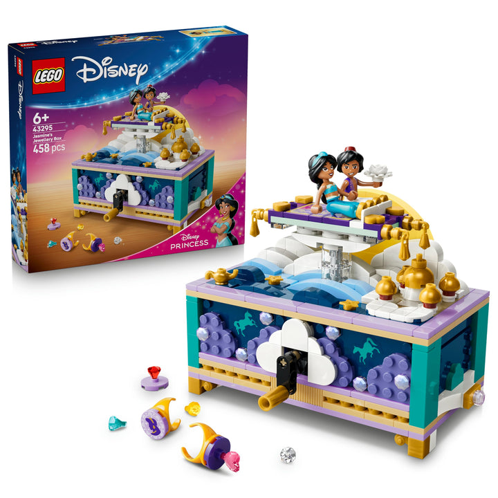 LEGO ǀ Disney Princess Jasmins Schmuckkästchen - Aladdin Set mit 2 Mini-Puppen, 2 Ringen und Dschinn