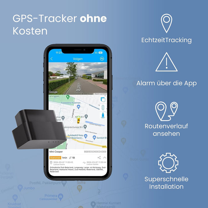OBD+ Tracker – Plug &amp; Play – Lifetime gratis Tracking!, OBD