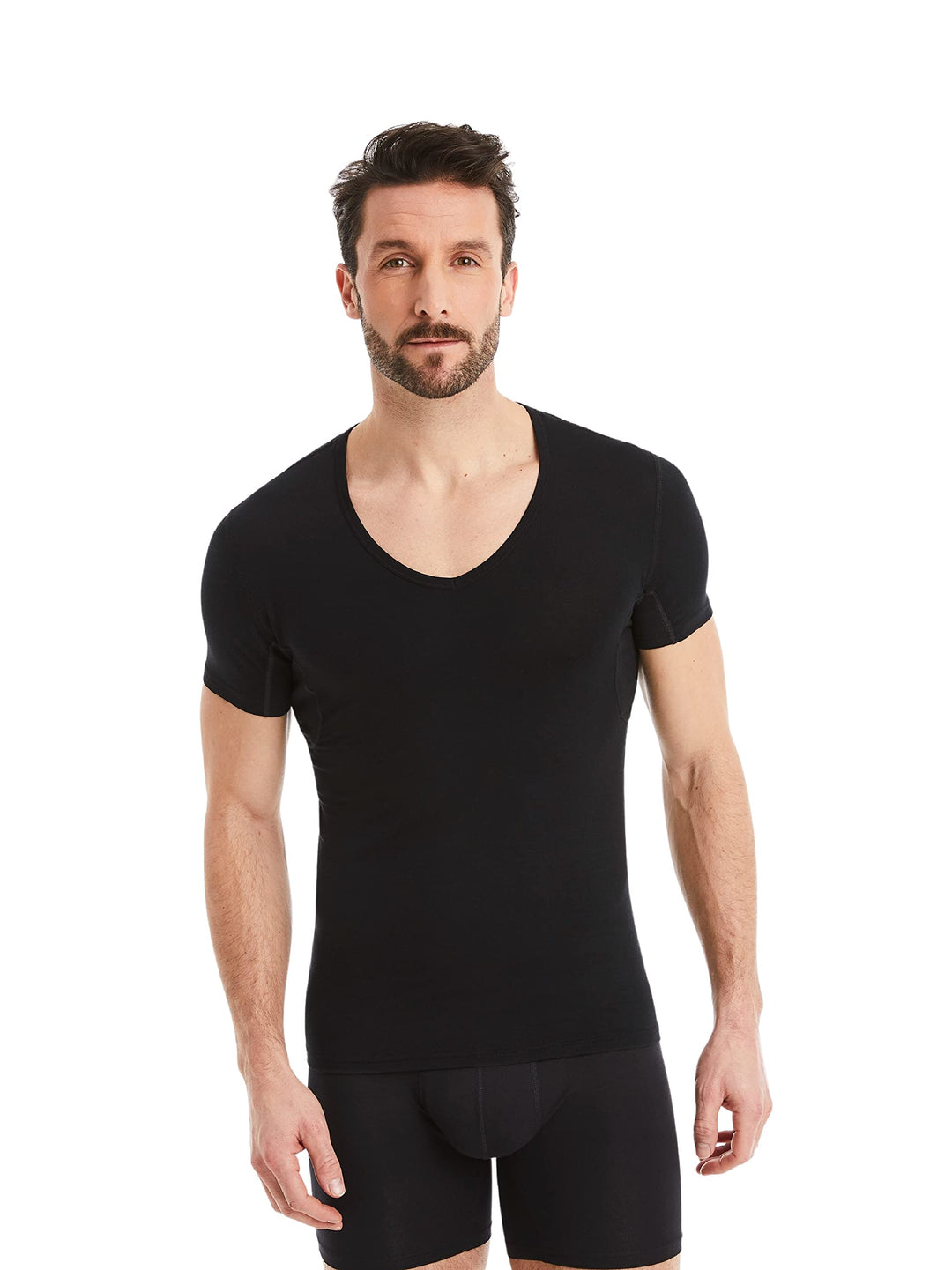FINN Herren Funktions-Unterhemd mit V-Ausschnitt - Anti-Schweiss Shirt mit Einsätzen gegen Schweissf