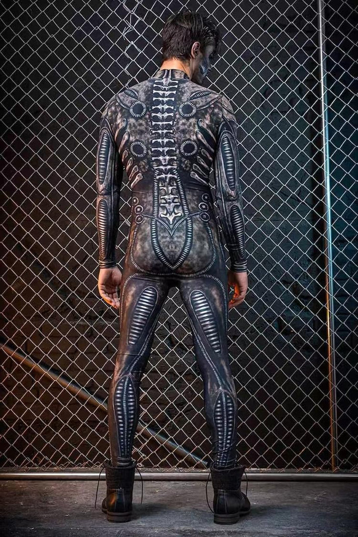 Shmily Girl Skelett Kostüm Damen Herren Halloween Kostüme Cosplay Overall Bodysuit Schwarz2 M, Schwa