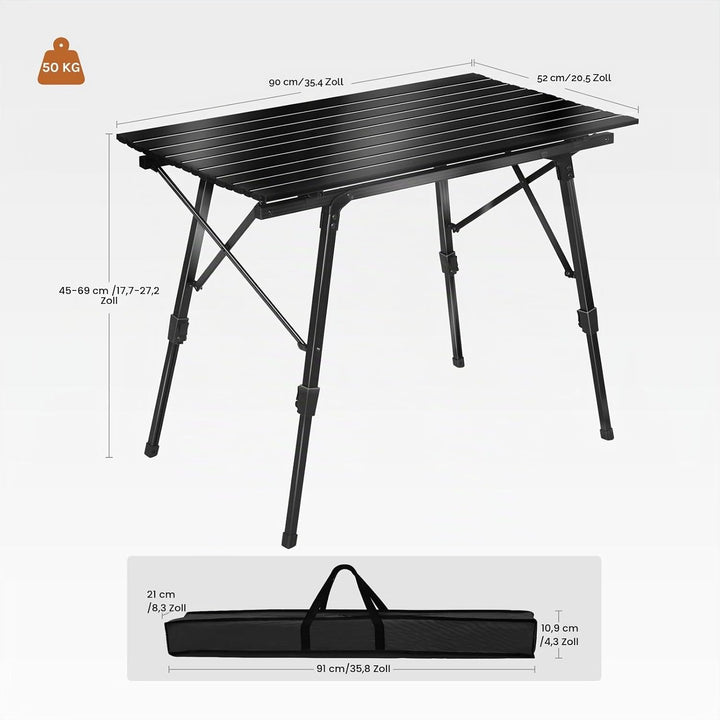 WOLTU Campingtisch Klapptisch aus Alu Gartentisch Balkontisch Reisetisch zusammenklappbar, mit Packt
