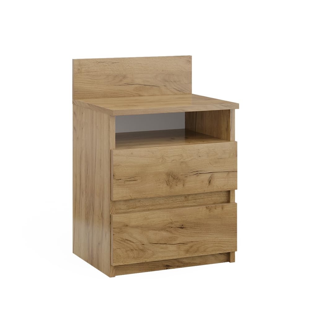 Vicco Nachttisch Monty, Goldkraft Eiche, 39.6 x 59.1 cm 40 x 59 cm Einzeln Goldkraft Eiche, 40 x 59