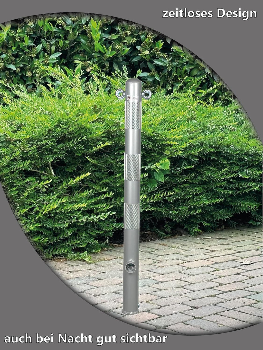 ES-Team UVAP80.04 Absperrpfosten Ø60mm x 1300 mm Stahl verzinkt, Herausnehmbar DIN 3223 Dreikant und