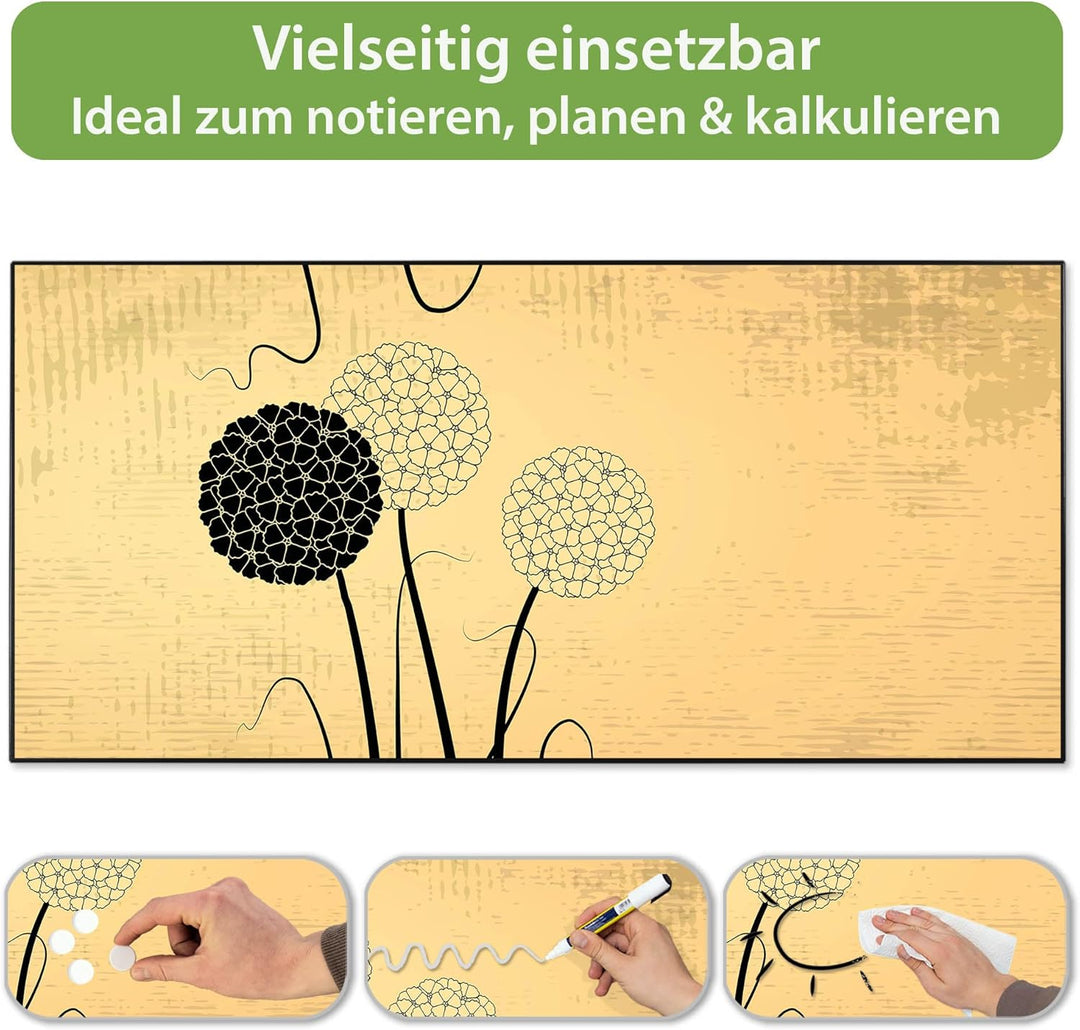 banjado Magnettafel schwarz 78 x 37cm / Magnetwand Metall/Magnetpinnwand als Memoboard/Pinnwand Magn