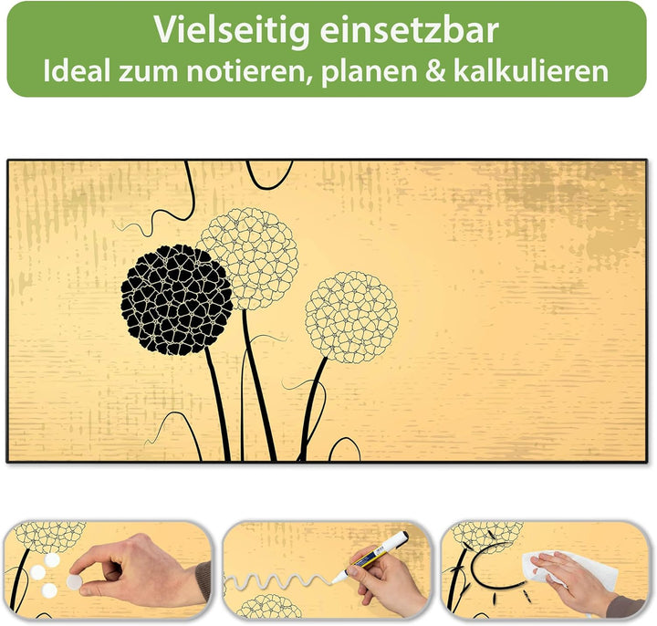 banjado Magnettafel schwarz 78 x 37cm / Magnetwand Metall/Magnetpinnwand als Memoboard/Pinnwand Magn