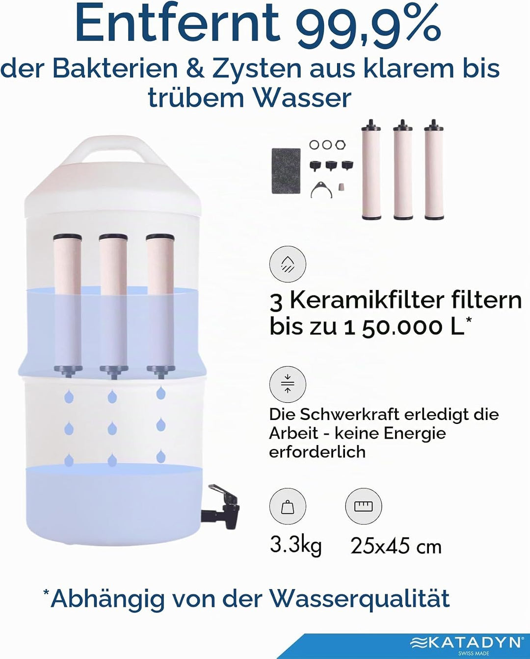 KATADYN 2110070 Wasserfilter Drip Filter Ceradyn Single, Single