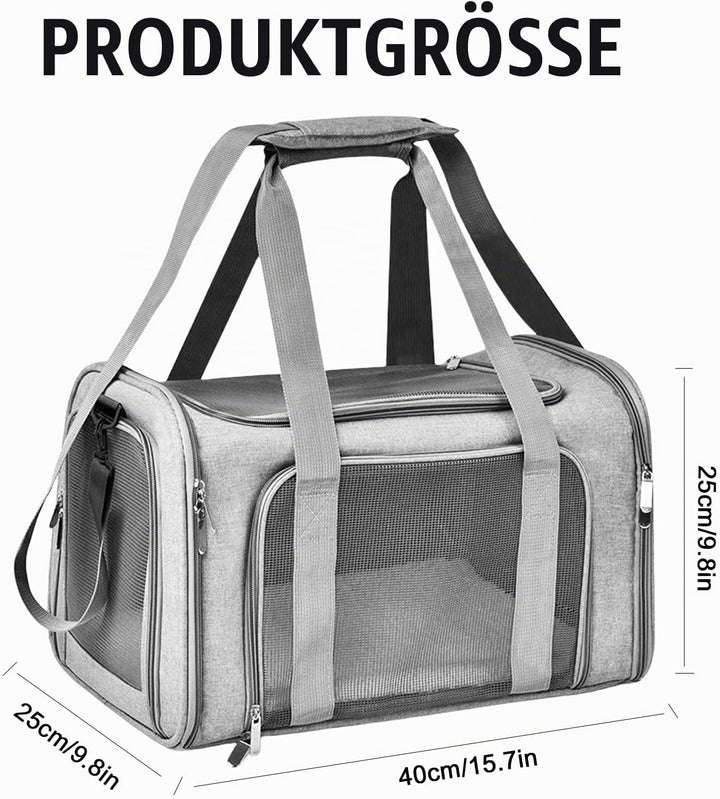 40*25*25cm Katzentransporttasche Haustiertasche kleine, 3kg Faltbare Transportbox Katze mit Schulter