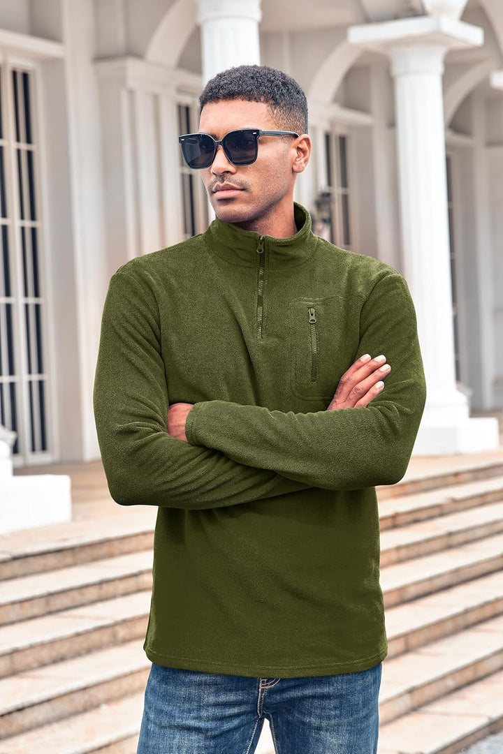 Beotyshow Herren Quarter Zip Fleece Pullover Langarm Sweatshirt Outdoor Taktisch Weich Warm Polar Fl