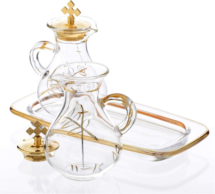 Messkännchen aus Glas mit Golddekor