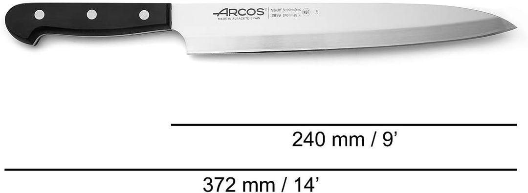 Arcos 289904 Serie Universal - Messer Yanagiba Asiatisches Messer - Klinge Nitrum Edelstahl 240 mm -