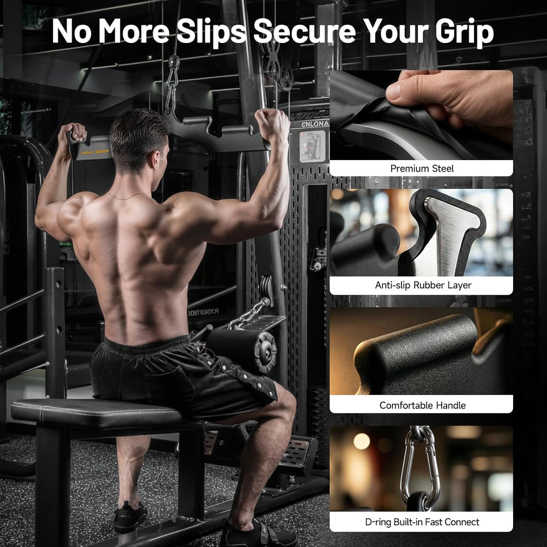 Latzugstange mit 6 Ergonomischen Griffen, Rutschfest Latzug Griff für Das Fitnessstudio Zu Hause, La